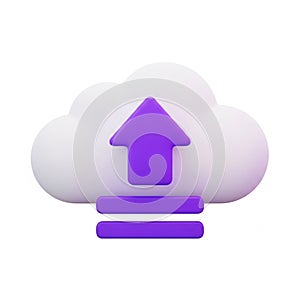 Purple Arrow Uploading to a White Cloud Icon on a White Background data storage
