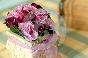 Purple artificial flower pot