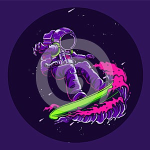 Purple Astronaut Illustration Perfect Tshirt