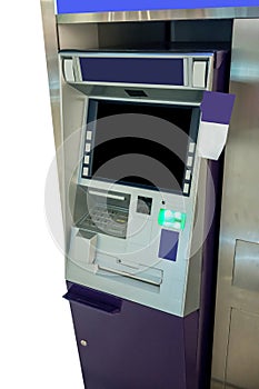 Purple ATM machines. The station automatic machine