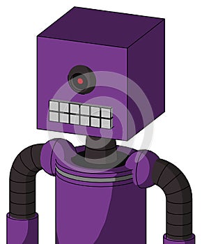 Purple Automaton With Box Head And Keyboard Mouth And Black Cyclops Eye