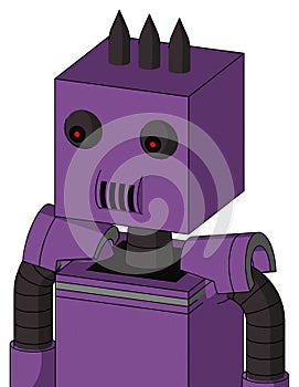 Purple Automaton With Box Head And Speakers Mouth And Red Eyed And Three Dark Spikes