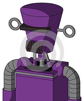 Purple Automaton With Cylinder-Conic Head And Dark Tooth Mouth And Black Visor Cyclops