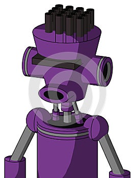 Purple Automaton With Cylinder-Conic Head And Round Mouth And Black Visor Cyclops And Pipe Hair