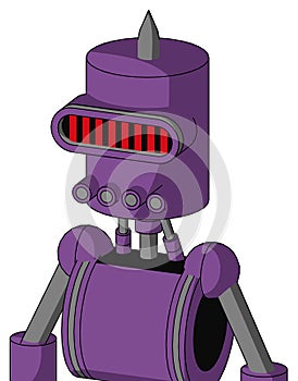 Purple Automaton With Cylinder Head And Pipes Mouth And Visor Eye And Spike Tip