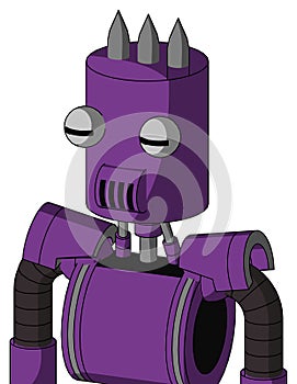 Purple Automaton With Cylinder Head And Speakers Mouth And Two Eyes And Three Spiked
