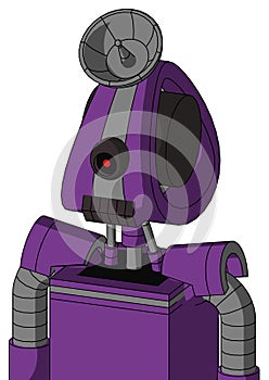 Purple Automaton With Droid Head And Dark Tooth Mouth And Black Cyclops Eye And Radar Dish Hat