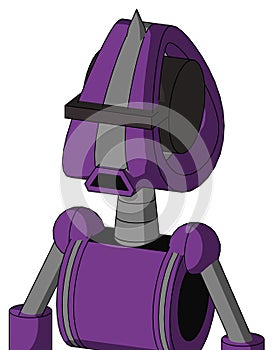 Purple Automaton With Droid Head And Sad Mouth And Black Visor Cyclops And Spike Tip