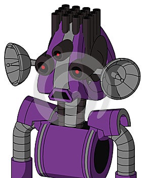 Purple Automaton With Droid Head And Sad Mouth And Three-Eyed And Pipe Hair