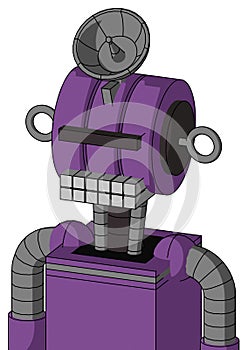 Purple Automaton With Multi-Toroid Head And Keyboard Mouth And Black Visor Cyclops And Radar Dish Hat