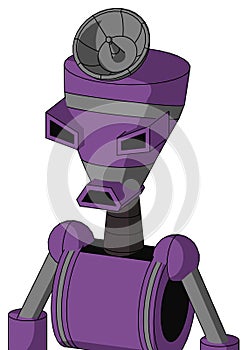 Purple Automaton With Vase Head And Sad Mouth And Angry Eyes And Radar Dish Hat