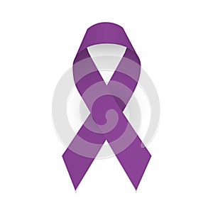 Purple awareness ribbon. Domestic violence, pancreatic cancer, testicular cancer, lupus awareness symbol