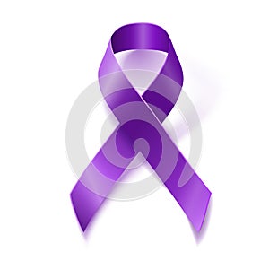 Purple awareness ribbon isolated on white