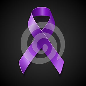 Purple awareness ribbon over black background