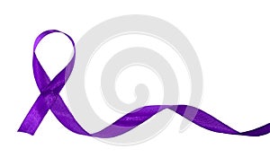 A purple awareness ribbon on white background