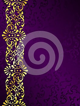 Purple background with a gold filigree margin photo