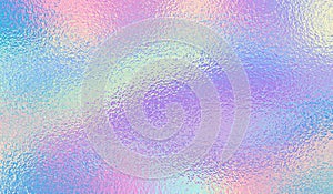 Purple background. Holograph foil texture. Iridescent metal effect. Holographic glitter backdrop. Rainbow bright gradient. Cute