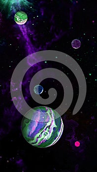 Purple Background Space Planets Poster