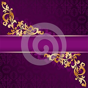 Purple banner with gold ornaments