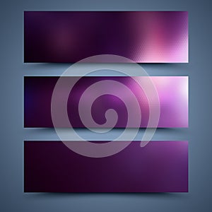 Purple banners templates. Abstract backgrounds