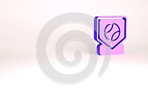 Purple Baseball base icon isolated on white background. Minimalism concept. 3d illustration 3D render