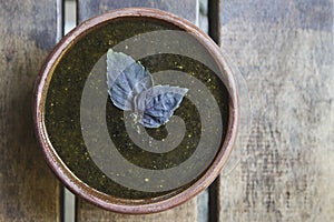 Purple basil pesto photo