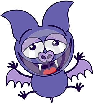 Purple bat laughing animatedly