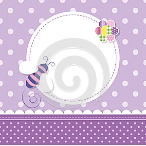 Purple bee baby girl greeting card