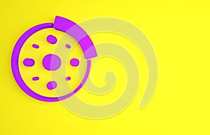 Purple Bicycle brake disc icon isolated on yellow background. Minimalism concept. 3d illustration 3D render
