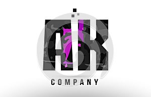 purple black alphabet letter ak a k logo