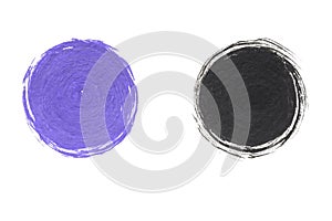 Purple and black circles. Abstract watercolor handmade