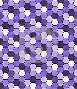 Purple, Black and White Hexagon Mosaic Abstract Geometric Design