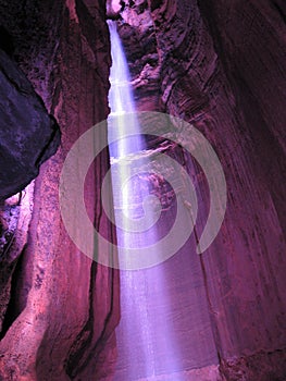 Purple and Blue Draperies with waterfall, Ruby Falls,