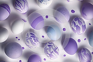 Purple and blue easter eggs background. Generative AI