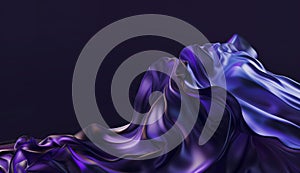 Purple and blue glossy wallpaper with abstract shapes. Glowing wavy texture. Background with curvy organics shapes. Generative ai