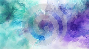 Purple blue green abstract watercolor AI generated image