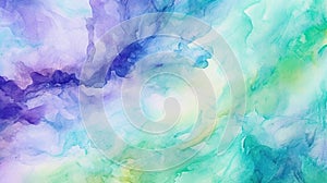 Purple blue green abstract watercolor AI generated image
