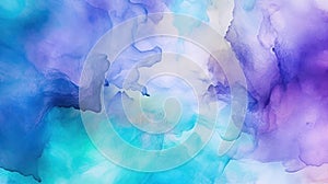 Purple blue green abstract watercolor AI generated image