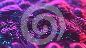 A purple and blue image of a computer chip