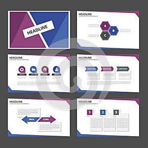 Purple Blue infographic element and icon presentation templates flat design set for brochure flyer leaflet website