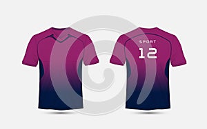 Purple and blue layout football sport t-shirt, kits, jersey, shirt design template. Illustration vector.