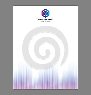Purple Blue Letterhead Template for Print with Square Logo
