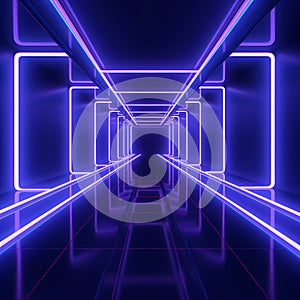 A Purple And Blue Lights In A Room, blue neon abstract background ultraviolet light