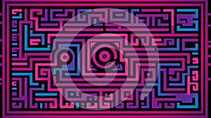 a purple and blue maze with a square in the middle