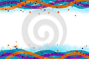 Purple, Blue, Orange Watercolor paint colorful abstract illustration background with space copy for text message and layout