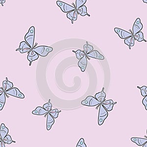 Purple and blue, pastel butterfly vector pattern background