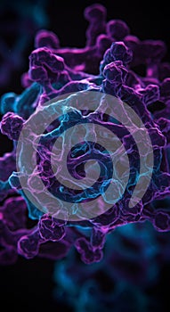 Purple and Blue Protein Molecular Structure Render