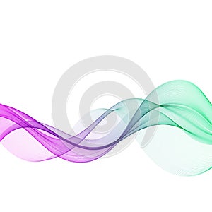 purple and blue transparent wave line curve on white background. Element for theme technology futuristic vector