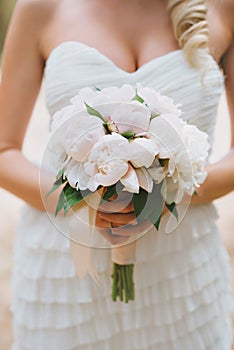 Purple blue and white bride's bouquet