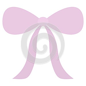 Purple bow. Decoration for gift, surprise, bouquet. The ribbon is beautifully tied. Knot for decoration. Color vector illustration